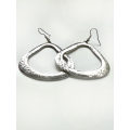 Earrings - Vintage Silver Tone Triangular Hoops. For Pierced Ears ML1893