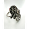 Ring - Swirl Ring. Stamped Silver. Marquisite - Art Deco Style ML1894