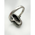 Ring - Swirl Ring. Stamped Silver. Marquisite - Art Deco Style ML1894