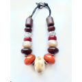 Necklace - African Autumn Shade. Chunky, large Irregular Shape Beads. T-Bar ClaspML1918