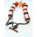 Necklace - African Autumn Shade. Chunky, large Irregular Shape Beads. T-Bar ClaspML1918