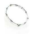 Bangle - 925 Silver Band, Multi Shaped Stones. Multi Colour Strips of Silver in between each Ston...