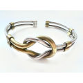 Bracelet - Vintage Love Knot Design. Two Tone 925 Silver intertwined with Brass Tone Metal ML1927