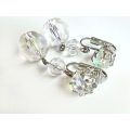 Earrings - Vintage Silver Tone Clip Ons. Dangle Style Iridescent Balls ML1956