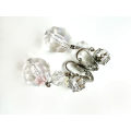 Earrings - Vintage Silver Tone Clip Ons. Dangle Style Iridescent Balls ML1956