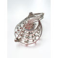 Brooch - Vintage Swirl Design with One Large and 17 Small Rhinestones. Silver Tone ML1989