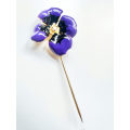 Hair Pin - Gold Tone Pansy Pin. Purple Colour Flower with centre Rhinestone in a Splash of Gold C...