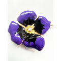 Hair Pin - Gold Tone Pansy Pin. Purple Colour Flower with centre Rhinestone in a Splash of Gold C...