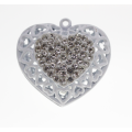 Pendant - Vintage White Colour Heart Pendant with Diamantes - ML2306