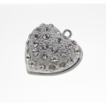 Pendant - Vintage White Colour Heart Pendant with Studs and Diamantes - ML2308