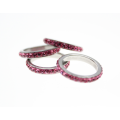 Rings - Fashion Stainless Steel 4 x Stack rings with Pink Diamantes - ML2320