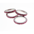 Rings - Fashion Stainless Steel 4 x Stack rings with Pink Diamantes - ML2320