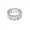 Ring - Fashion Frosted Silver Tone Link Chain Styled Ring - ML2321