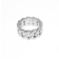 Ring - Fashion Frosted Silver Tone Link Chain Styled Ring - ML2321