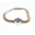 Bracelet - Fashion Snake Style Gold and Bronze Tone with 4 Leaf Clover and Diamantes - ML2322
