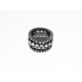 Ring - Fashion Dark Metal Tone Teardrop Diamante Ring, Outer Diamantes on Edges - ML2339
