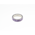 Ring - Fashion Stainless Steel Ring with Two Bands of Purple Diamantes - ML2342