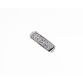 Ring - Fashion Silver Tone Rectangular Shape with Diamantes on a White base, Stamped Inori - ML2351