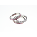 Rings - Fashion 2 x Stainless Steel Pink Diamante Bands, 1 x Clear Stone Silver Tone Ring - ML2354