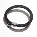 Bracelet - Fashion Silver and Black Tone, Magnetic Mesh Style Bracelets x 2 - ML2358