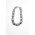Bracelet - Fashion Barrel Style Silver Tone Bracelet with Crystal Beads with Parve Design - ML2363