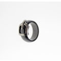 Ring  - Fashion Black and 925 Silver Belt Design Ring - ML2365