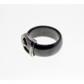 Ring  - Fashion Black and 925 Silver Belt Design Ring - ML2365