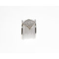 Ring - Fashion Silver Tone Triangular Ring, Diamantes with 6 Slip in White Bands - ML2366