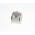 Ring - Fashion Silver Tone Triangular Ring, Diamantes with 6 Slip in White Bands - ML2366