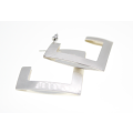 Earrings - Fashion Silver Tone Square Hoop for Pierced Ears - ML2373