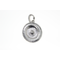 Pendant - Fashion Silver Tone Disc Pendant, Large Centre Diamante, Small Diamantes - ML2380