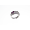Ring - Vintage Stamped 925 Silver Parve Ring with Garnet Colour Rhinerstones - ML2397