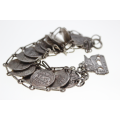 Bracelet - Vintage Silver Tone Venice Stamped Coin Bracelet - ML2461