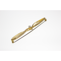 Brooch - Gold Tone Vintage Bar Brooch with Faux Pearl in Centre - ML2481
