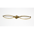 Brooch - Gold Tone Vintage Bar Brooch with Faux Pearl in Centre - ML2481