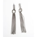 Earrings - Vintage Silver Tone Tassel Style Earrings with Interwoven Loop - ML2508