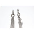 Earrings - Vintage Silver Tone Tassel Style Earrings with Interwoven Loop - ML2508