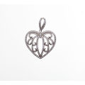 Pendant - Fashion 925 Silver Heart Pendant. Pave Floral Design - ML2512