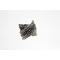 Ring - Fashion Silver Tone Layered Ring with Clear and Charcoal Diamantes - ML2545