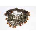 Necklace - Bronze Tone Multi Strand Long Drop Necklace with small Brown Beads - ML2553