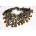 Necklace - Bronze Tone Multi Strand Long Drop Necklace with small Brown Beads - ML2553