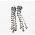 Earrings - A bit of Bling. Vintage Diamante Flower with 3 Strands Diamante Dangly Clip on Earring...