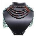 Necklace - African Zulu Beaded Necklace. Brown/Turquoise/Gunmetal Beads sizes differ - ML2585