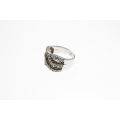 Ring - Vintage 925 Silver with Diamantes and Oblong Clear stones - ML2598