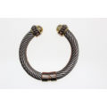 Bracelet - Brass and Gold Tone Cable Bracelet with Spring - ML2616