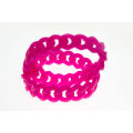 Bracelet - Fashion Pink Tone Cuben Style Link Latex Stretch Bracelet - ML2623