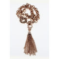 Necklace - Vintage Rose Gold Tone Chain Link Style with Tassel and Spring Ring Clasp - ML2632
