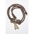 Necklace - Rose Gold Tone Choker knotted with hanging Faux Pearls - ML2647