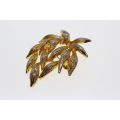 Brooch - Gold Tone Textured Marine Plant Leaf Design - ML2649