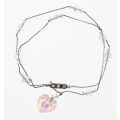Necklace - Vintage Metal thin chain. Crystal like stones inbetween. Heart in centre - ML2656